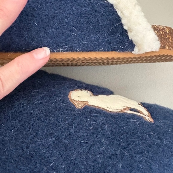 Lands End Women's Cozy Blue Embroidered Dog Slippers Sherpa Lined Sz 9B Comfy - Picture 8 of 12